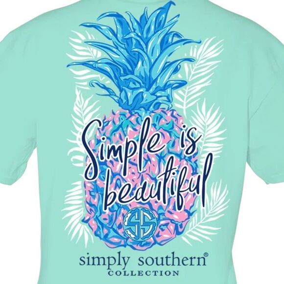 Simply Southern Simple Is Beautiful Colorful Pineapple Short Sleeve Tee - Medium - Picture 1 of 4